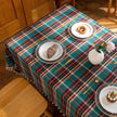 Green Plaid Rectangle Tablecloth Farmhouse Tassel Design