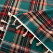 Green Plaid Rectangle Tablecloth Farmhouse Tassel Design
