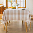 Plaid Rectangle Tablecloth Farmhouse Tassel Design