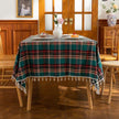 Plaid Rectangle Tablecloth Farmhouse Tassel Design