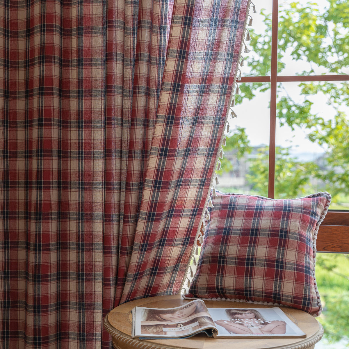 Farmhouse Classic Plaid Curtains Rod Pocket 2 Panel