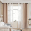 Erbnaryx Mix and Match Curtains 4 Panels Set - 2 Pieces Birds Print Sheer Curtains and 2 Pieces Velvet Curtains for Bedroom Living Room Grommet Window Drapes, Beige - product image 1