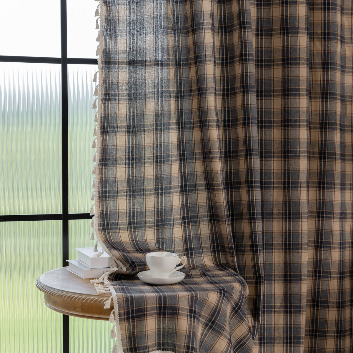 Farmhouse Classic Plaid Curtains Rod Pocket 2 Panel