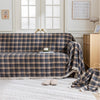 Brown Plaid Couch Covers with Tassel