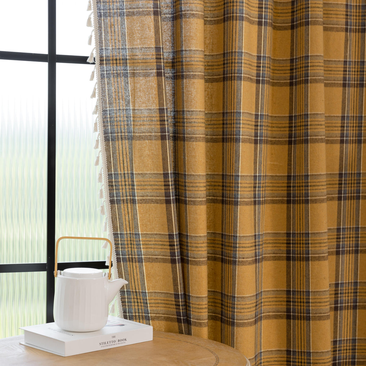 Farmhouse Classic Plaid Curtains Rod Pocket 2 Panel