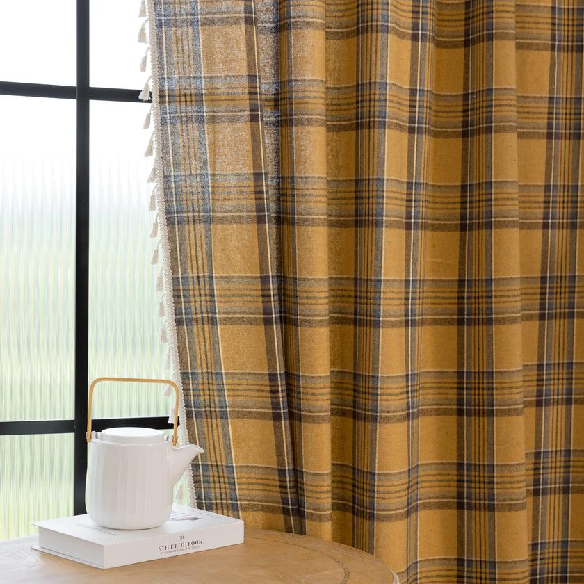 Farmhouse Classic Plaid Curtains Rod Pocket 2 Panel