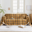 Yellow Plaid Couch Covers with Tassel