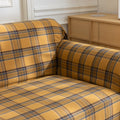 Yellow Plaid Couch Covers with Tassel
