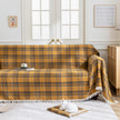 Yellow Plaid Couch Covers with Tassel