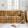 Yellow Plaid Couch Covers with Tassel
