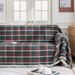 Green Red Plaid Couch Covers with Tassel