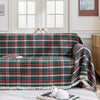 Green Red Plaid Couch Covers with Tassel