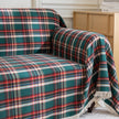 Green Red Plaid Couch Covers with Tassel