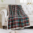 Green Red Plaid Couch Covers with Tassel