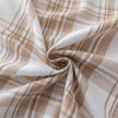 Beige White Plaid Rectangle Tablecloth Farmhouse Tassel Design