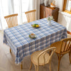 Blue White Plaid Rectangle Tablecloth Farmhouse Tassel Design