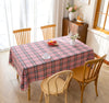 Pink Plaid Rectangle Tablecloth Farmhouse Tassel Design
