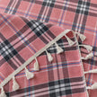 Pink Plaid Rectangle Tablecloth Farmhouse Tassel Design