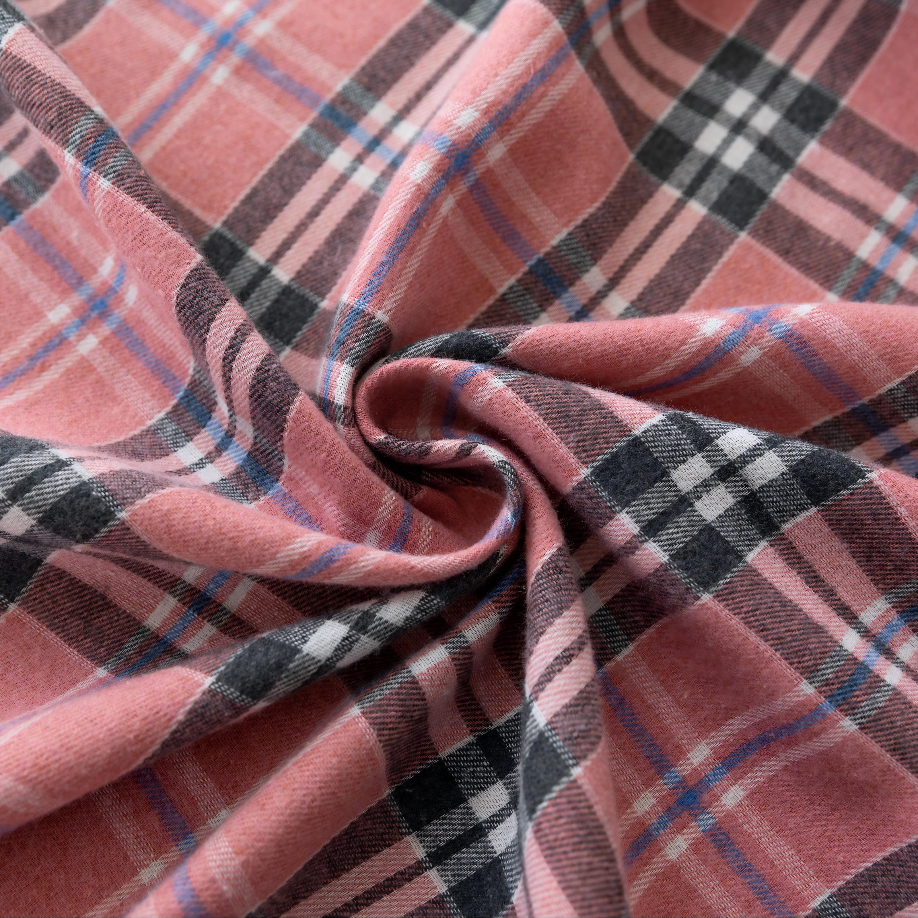 Pink Plaid Rectangle Tablecloth Farmhouse Tassel Design