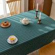 Green Stripe Rectangle Tablecloth Farmhouse Tassel Design
