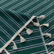 Green Stripe Rectangle Tablecloth Farmhouse Tassel Design