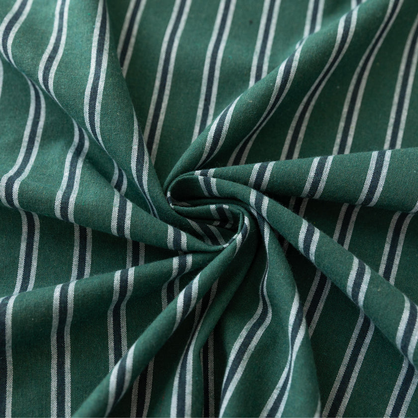 Green Stripe Rectangle Tablecloth Farmhouse Tassel Design