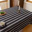 Black White Stripe Rectangle Tablecloth Farmhouse Tassel Design