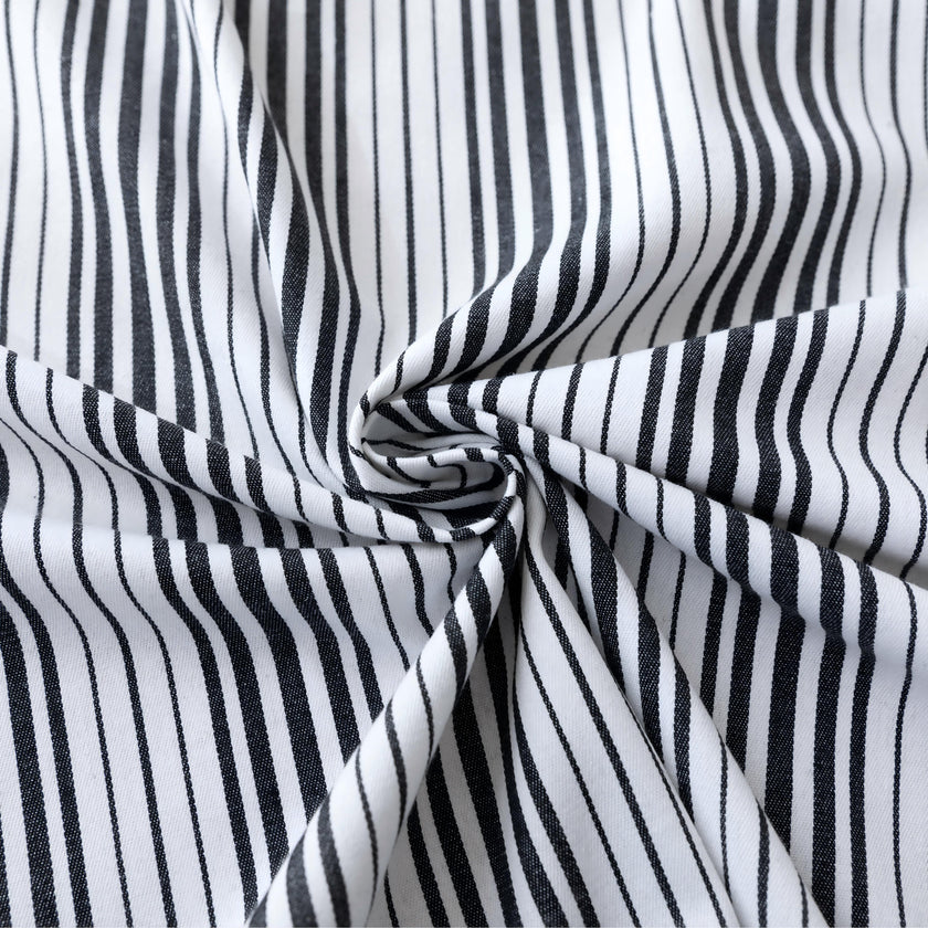 White Black Stripe Rectangle Tablecloth Farmhouse Tassel Design