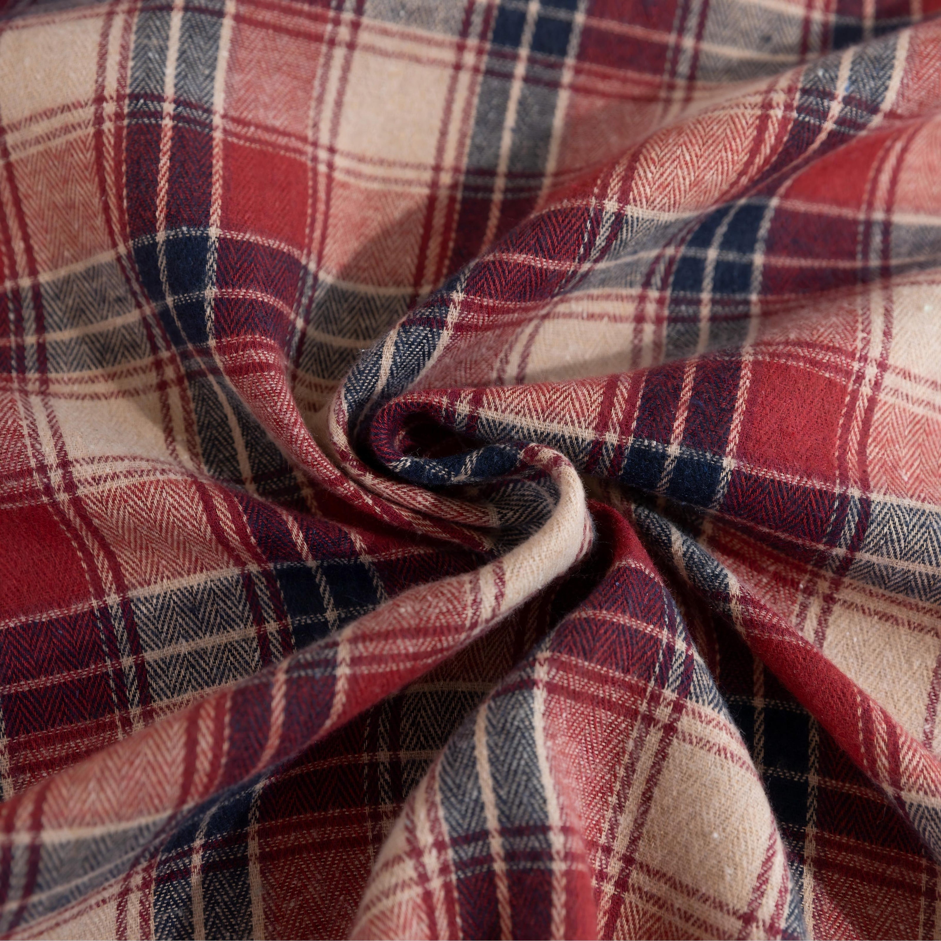 Red Plaid Rectangle Tablecloth Farmhouse Tassel Design