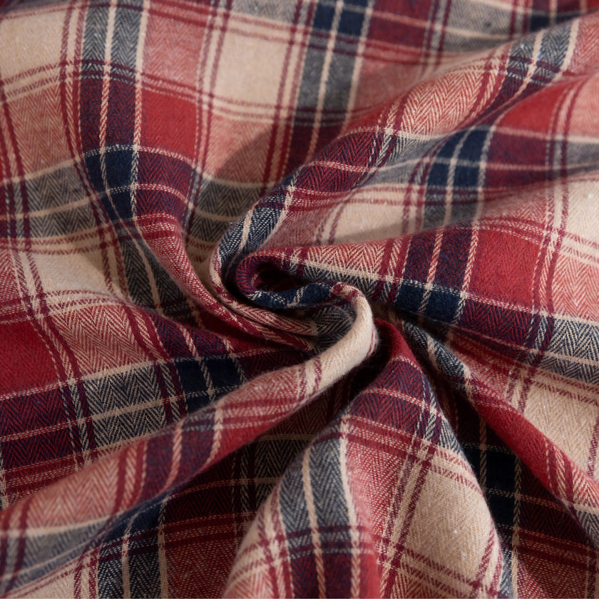 Red Plaid Rectangle Tablecloth Farmhouse Tassel Design