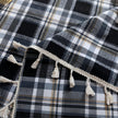 Black Plaid Rectangle Tablecloth Farmhouse Tassel Design