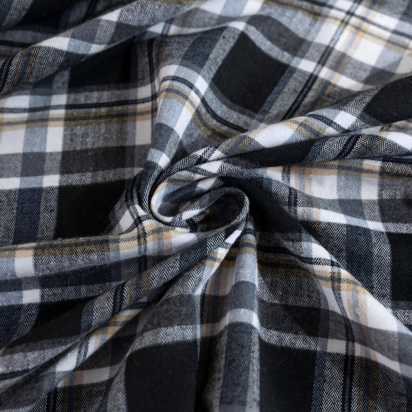 Black Plaid Rectangle Tablecloth Farmhouse Tassel Design
