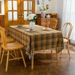 Plaid Rectangle Tablecloth Farmhouse Tassel Design