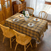 Yellow Plaid Rectangle Tablecloth Farmhouse Tassel Design