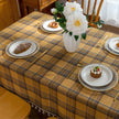 Yellow Plaid Rectangle Tablecloth Farmhouse Tassel Design