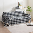 Black White Plaid Couch Covers with Tassel