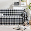 Black White Plaid Couch Covers with Tassel