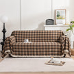 Coffee Plaid Couch Covers with Tassel