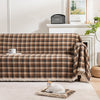 Coffee Plaid Couch Covers with Tassel