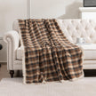 Coffee Plaid Couch Covers with Tassel