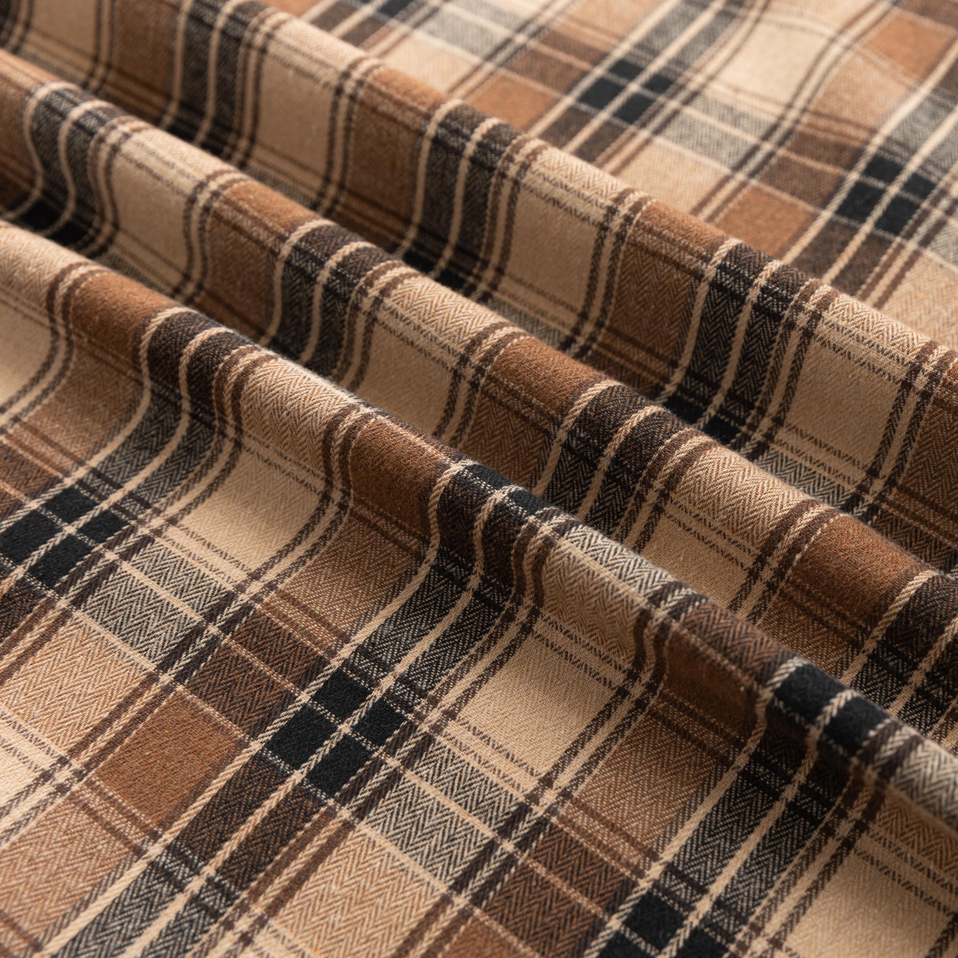 Coffee Plaid Couch Covers with Tassel