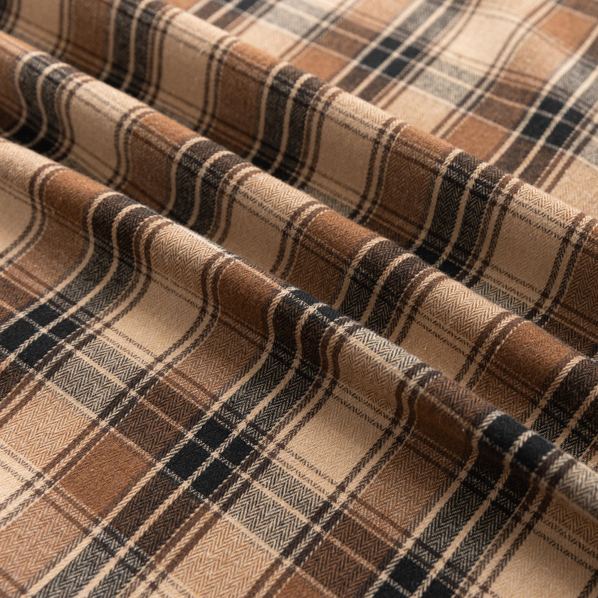 Coffee Plaid Couch Covers with Tassel
