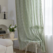 Boho Sage Green White Embroidery Curtains Rod Pocket Light Filtering 1 Panel