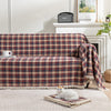 Red Plaid Couch Covers with Tassel