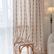 Red Embroidery Curtains Rod Pocket Light Filtering 1 Panel