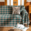 Green Yellow Plaid Couch Covers with Tassel