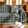 Green Yellow Plaid Couch Covers with Tassel