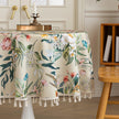 Green Floral Round Tablecloths Boho Tassel Design