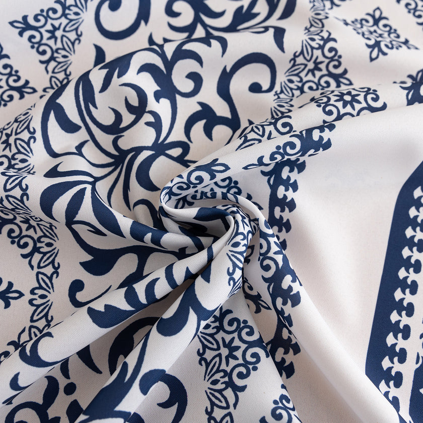 Blue Totem Rectangle Tablecloth Boho Tassel Design