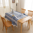 Blue Totem Rectangle Tablecloth Boho Tassel Design